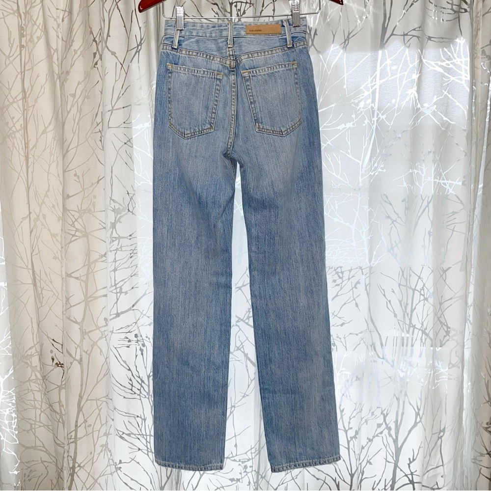 GRLFRND wish you would MICA high waisted distressed straight leg BLUE JEANS - Picture 7 of 15
